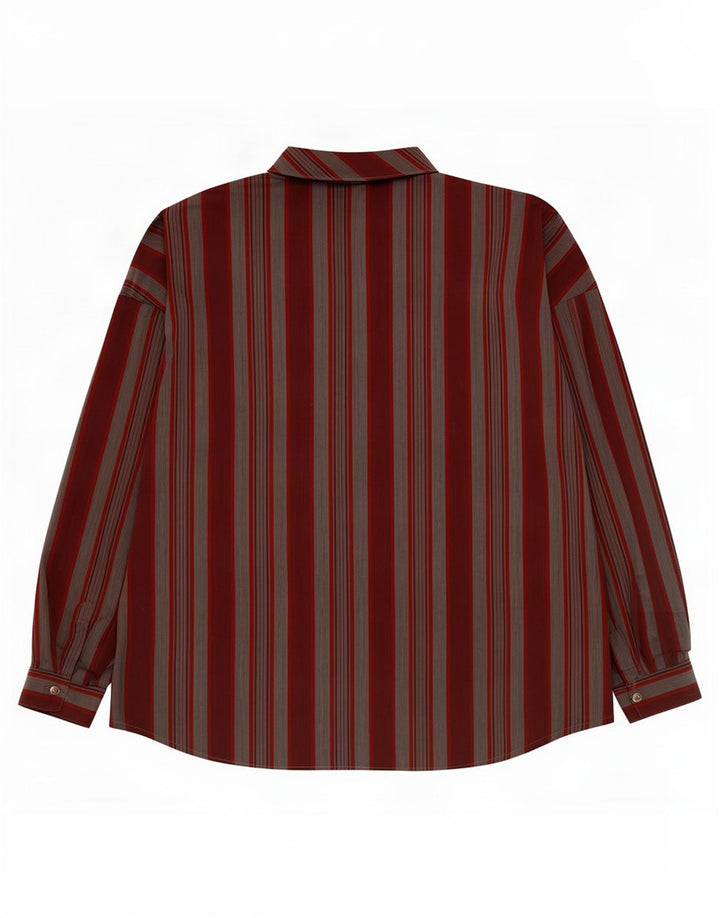 Vintage mujer oversized pullover camisa EU 40 medio borgoña rayas