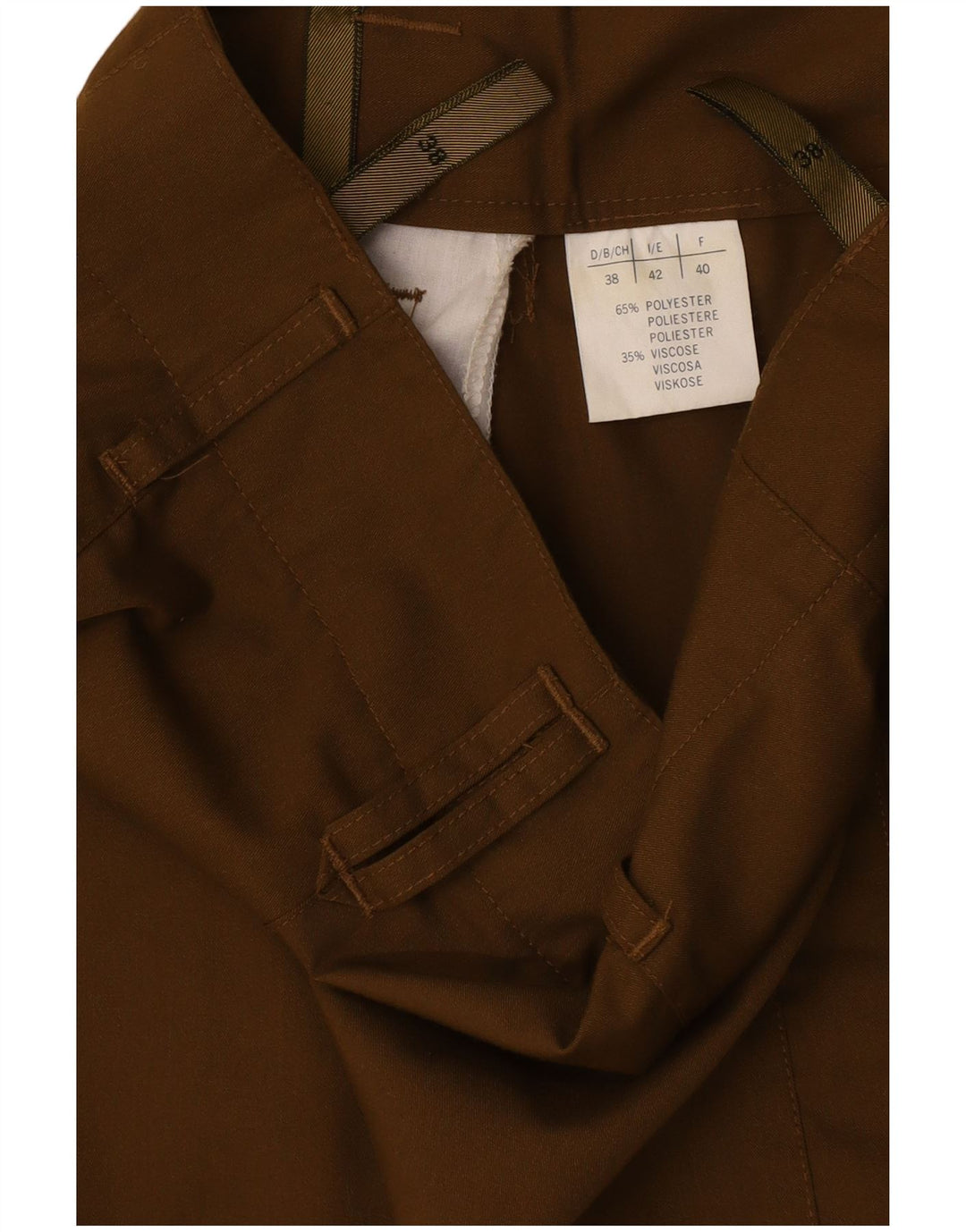 Vintage mujer pegado pantalones casuales EU 38 Medio W28 L30 Poliéster caqui