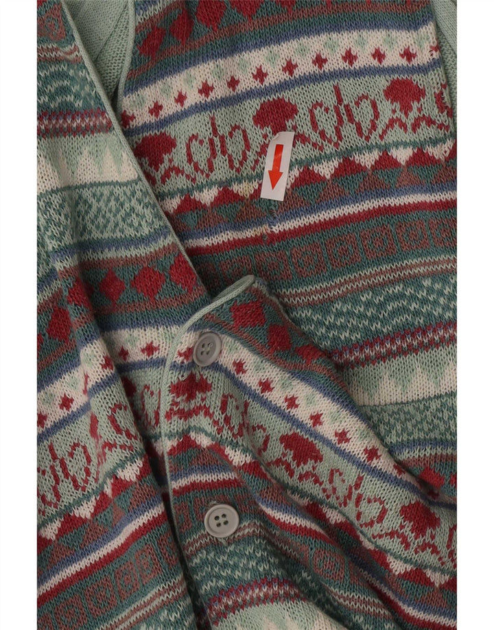 Vintage hombres sin mangas Cardigan suéter medio multicolor Fair Isle
