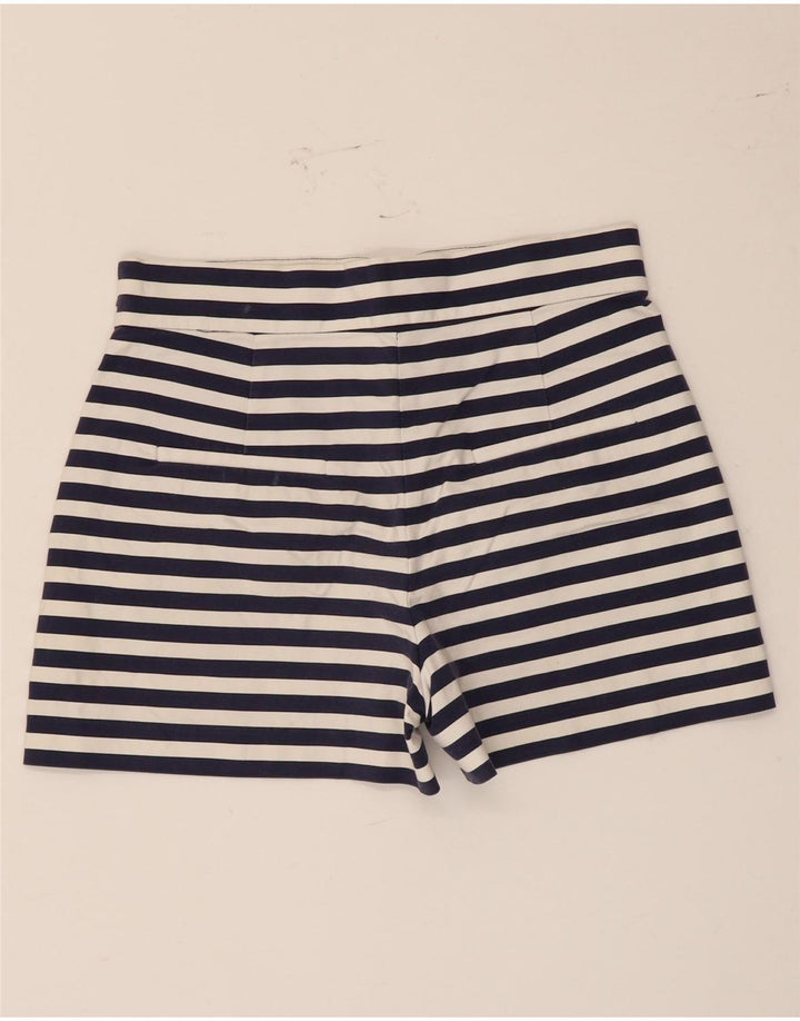 Zara Mujer Hot Pants Medium W28 Algodón Rayas Azul Marino
