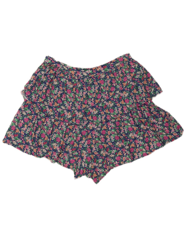 Zara Mujer Pantalones Cortos De Cintura Alta Small W26 Viscosa Floral Multicolor