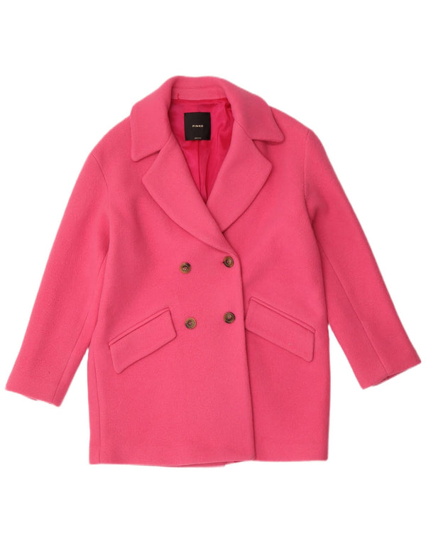 Pinko Abrigo extragrande con doble botonadura para mujer UK 6 XS Lana rosa