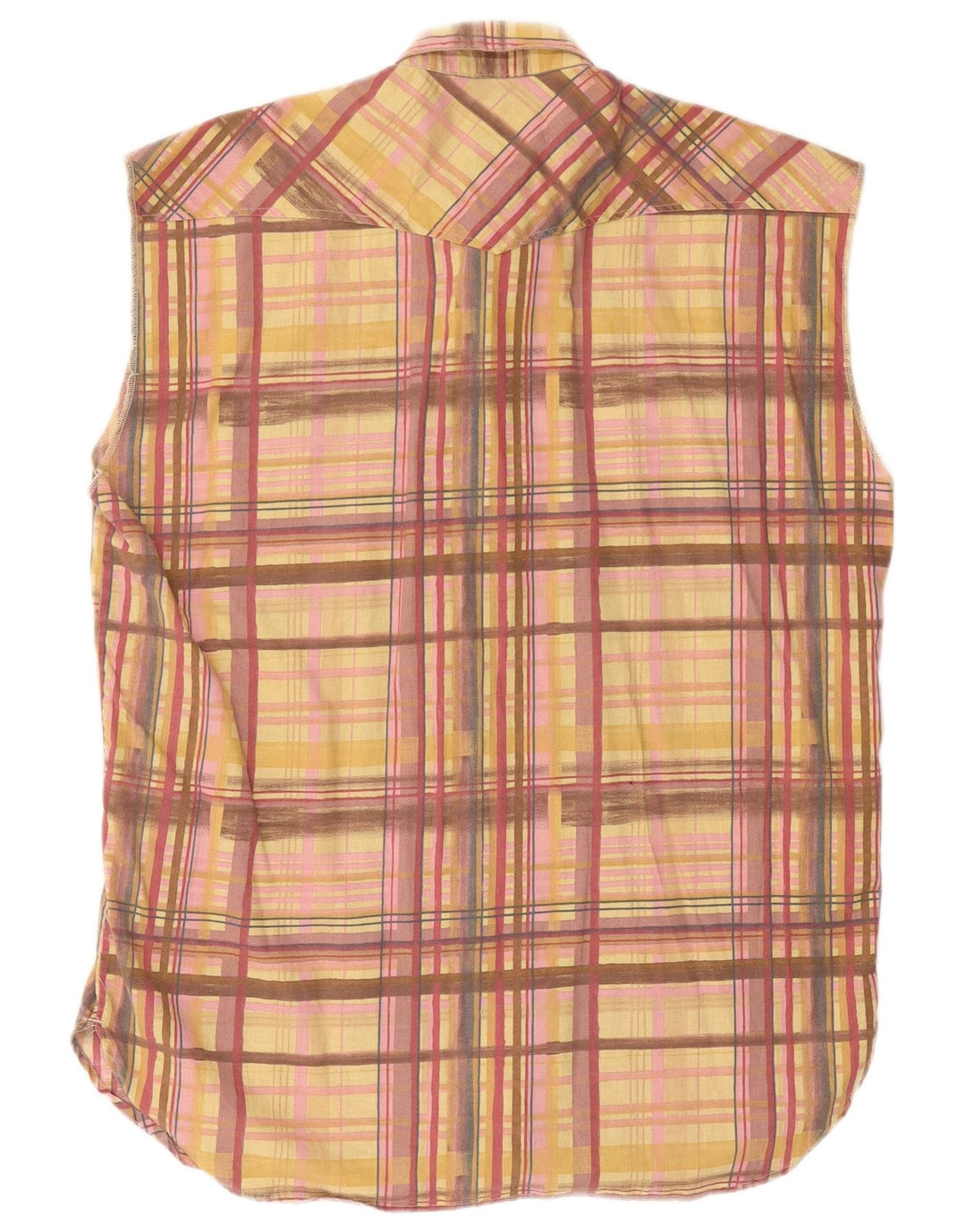 Casucci Camisa sin mangas occidental para hombre XL Cuadros multicolores