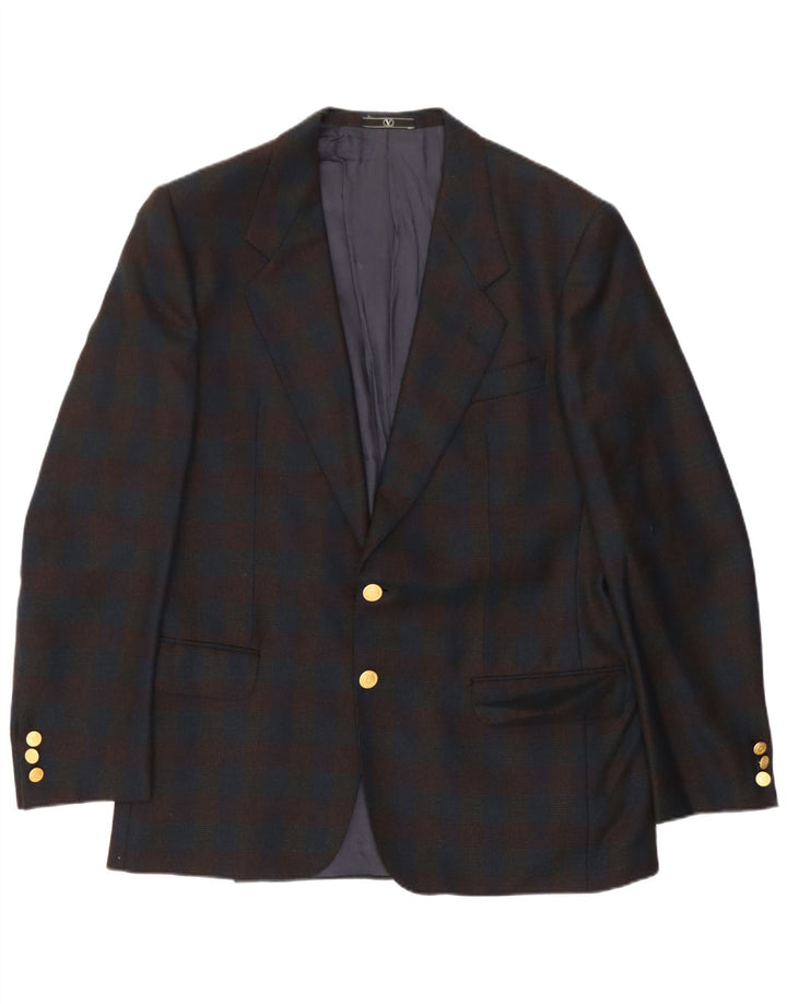 Chaqueta tipo blazer de 2 botones para hombre Valentino UK 38 Medium Navy Blue Check