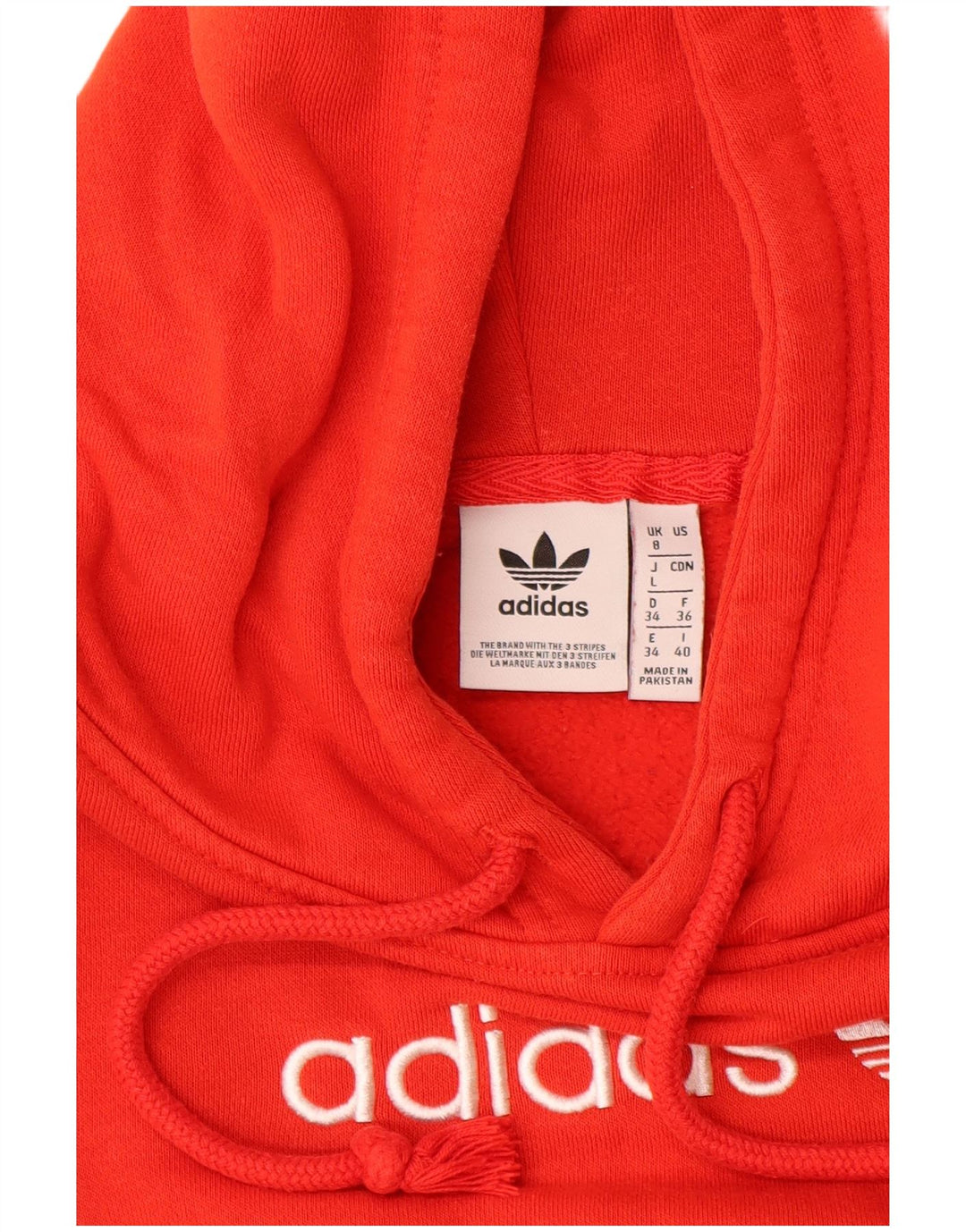 ADIDAS Sudadera con capucha gráfica de gran tamaño para mujer Reino Unido 8 Pequeño Algodón rojo