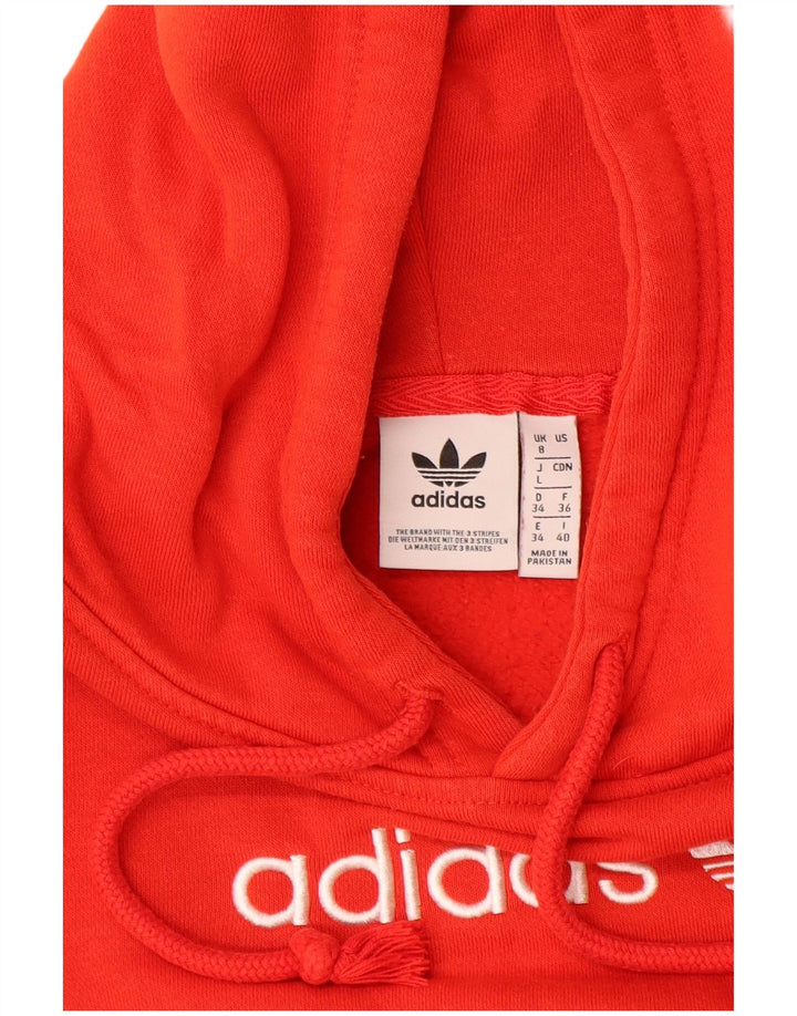 ADIDAS Sudadera con capucha gráfica de gran tamaño para mujer Reino Unido 8 Pequeño Algodón rojo