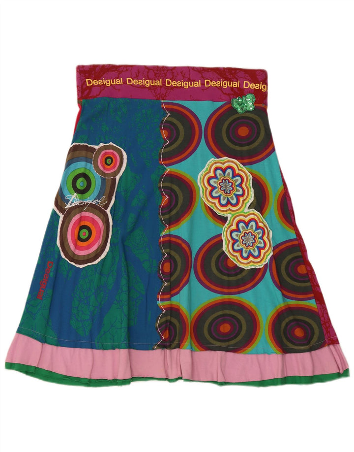 Desigual Falda Acampanada Mediana W30 Algodón Geométrico Multicolor
