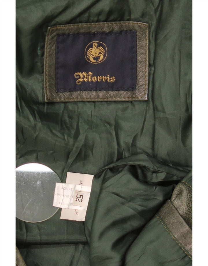 Morris Chaqueta de cuero con capucha para hombre IT 52 XL Cuero verde
