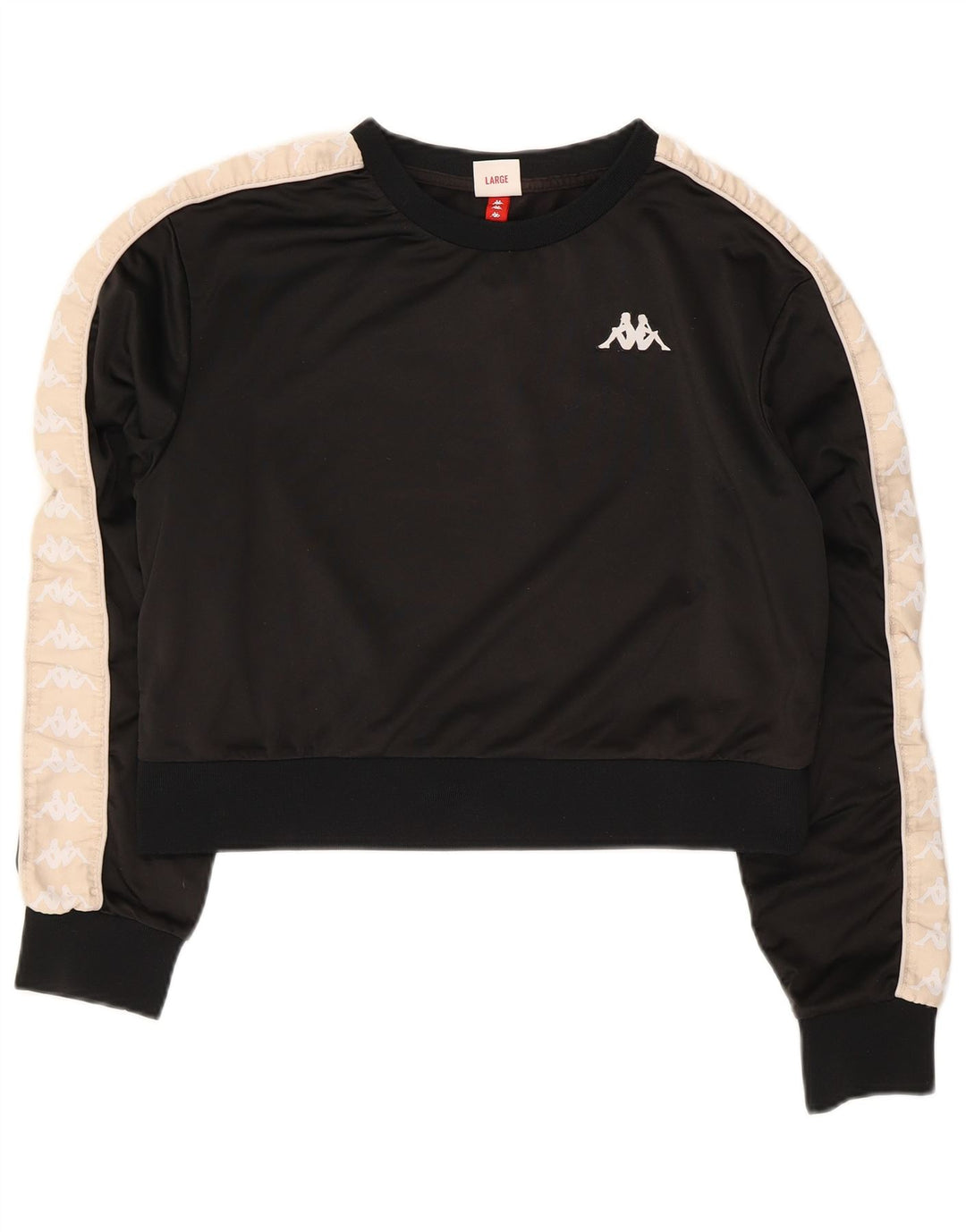 Kappa Mujer Crop Graphic Sudadera Jumper UK 44 Grande Negro Colorblock