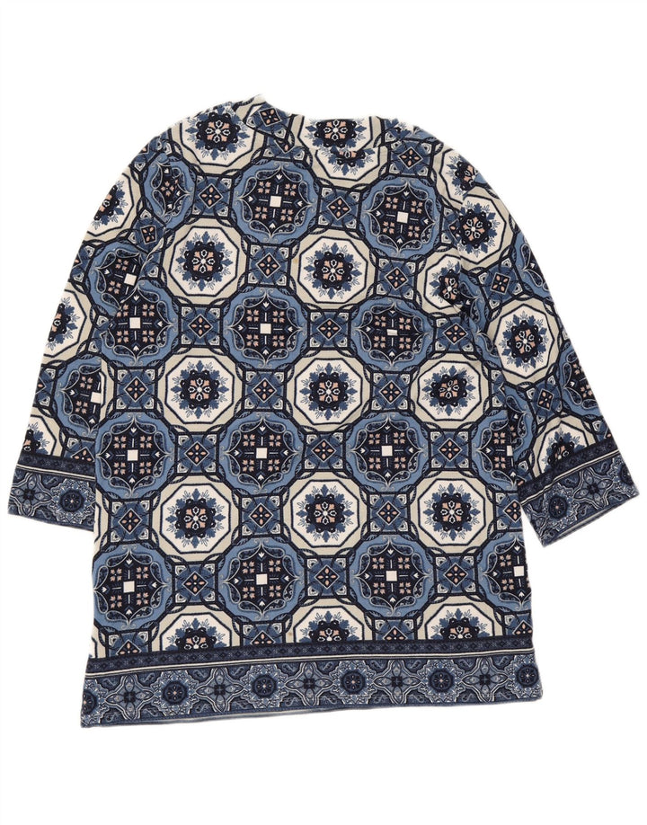 Marks & Spencer Top tipo túnica de manga 3/4 para mujer UK 42 Azul medio Geométrico