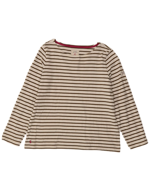Joules Camiseta de manga larga para mujer UK 46 Grande Algodón a rayas blancas