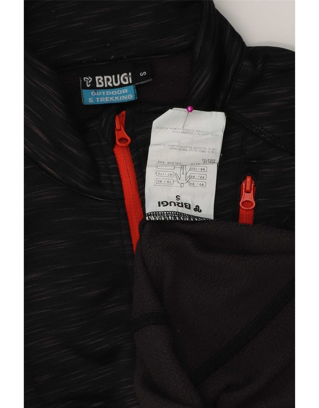 Brugi - Sudadera con cuello y cremallera para hombre, talla pequeña, poliéster moteado negro
