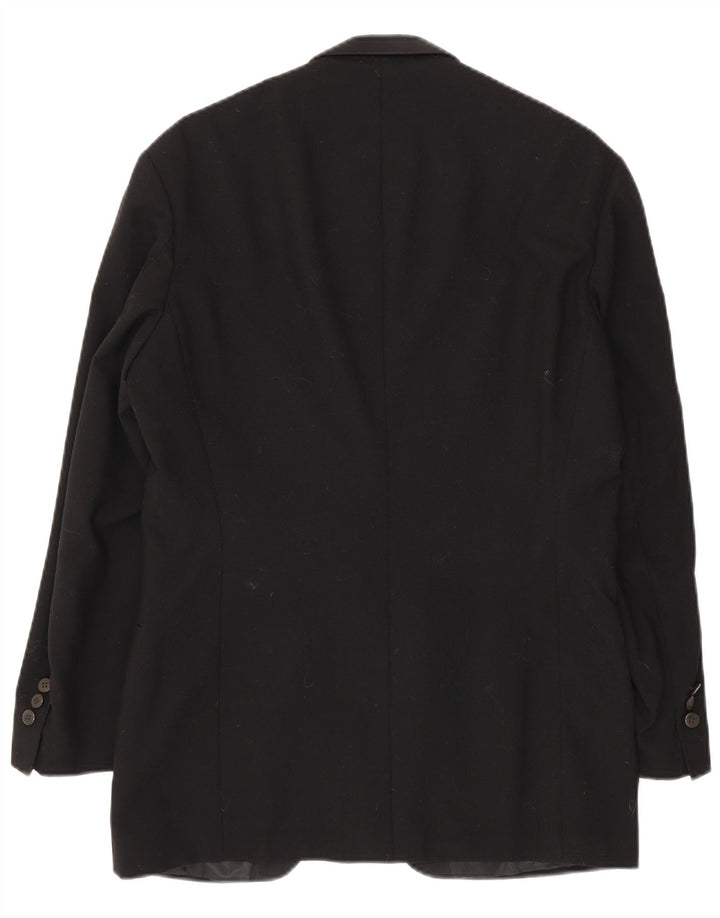 TLAPA Chaqueta tipo blazer con 1 botón para hombre UK 38 Mediana Lana virgen negra