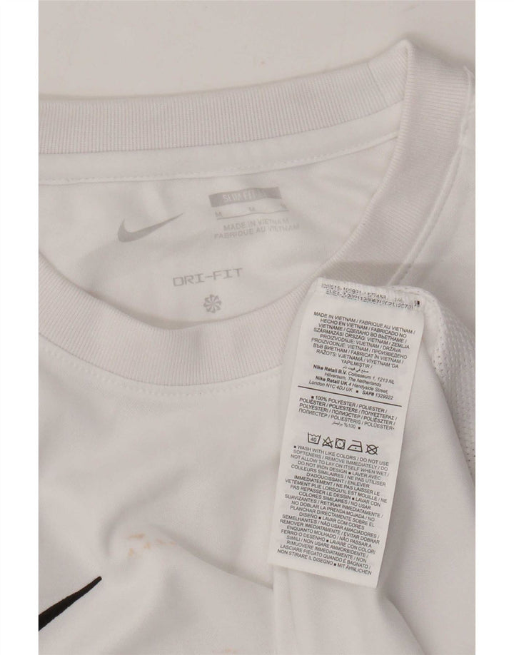 Camiseta Nike Dri Fit Slim para hombre, poliéster blanco mediano