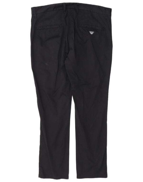 Armani Pantalón chino recto para hombre EU 52 XL W38 L29 Azul marino Algodón