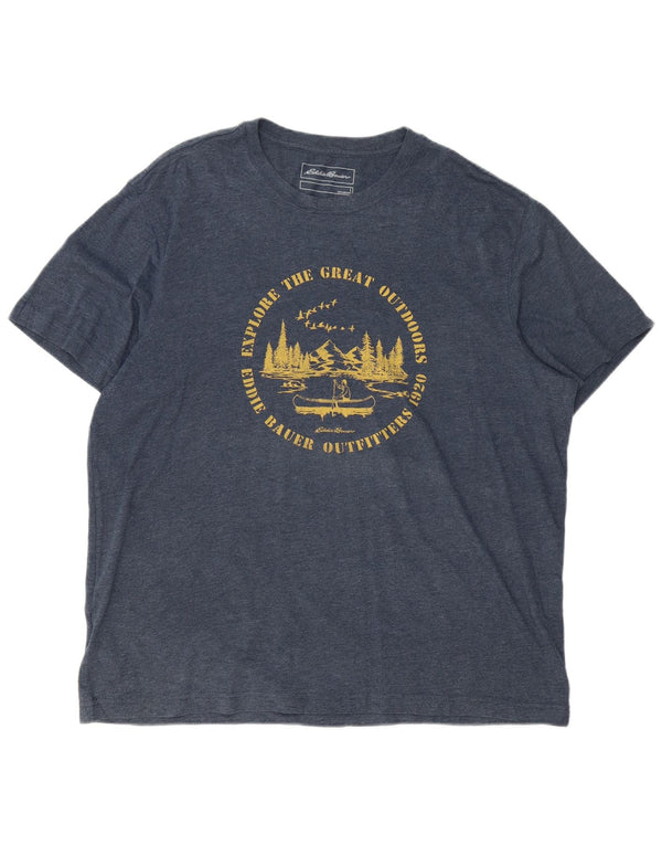 Eddie Bauer Camiseta gráfica para hombre Top grande de algodón moteado azul marino