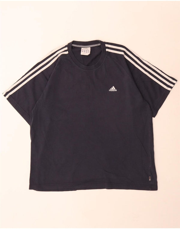 Adidas Mens T-Shirt Top Large Navy Blue Cotton