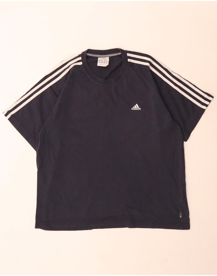 Adidas - Camiseta para hombre, talla grande, color azul marino, algodón