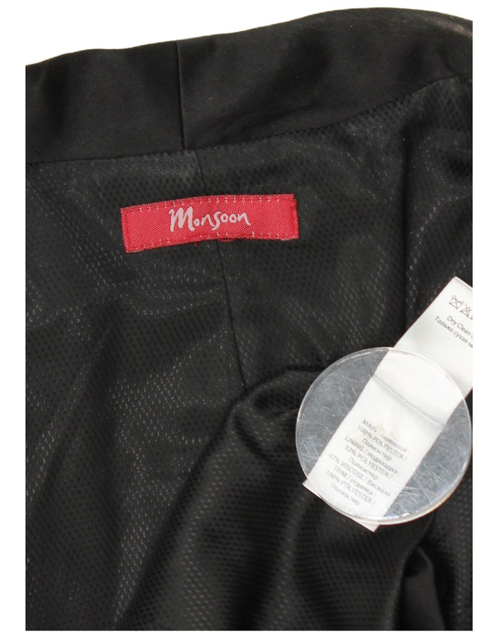 MONSOON Chaqueta tipo blazer abierta para mujer UK 10 Small Poliéster negro