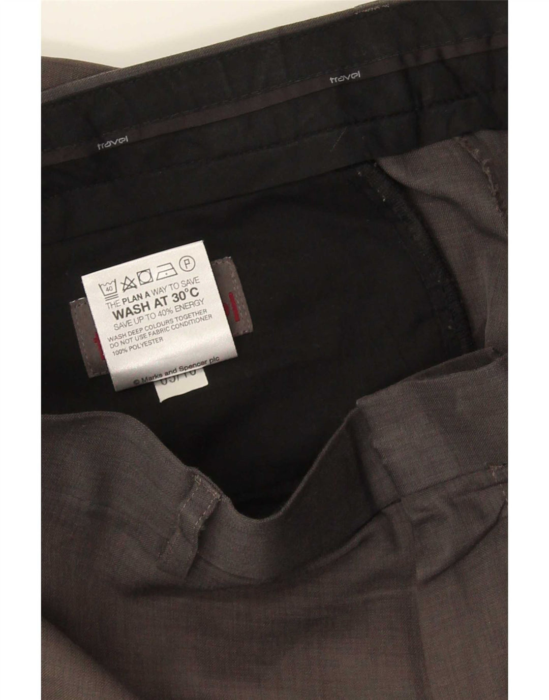 Marks & Spencer Pantalón chino recto para hombre W36 L29 Poliéster gris