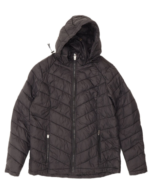 Fat Face Womens Hooded Padded Jacket UK 16 Large  Black Polyamide