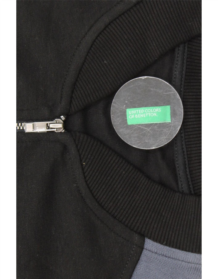 BENETTON Chaqueta top de chándal corta para mujer UK 46 Large Black Colourblock