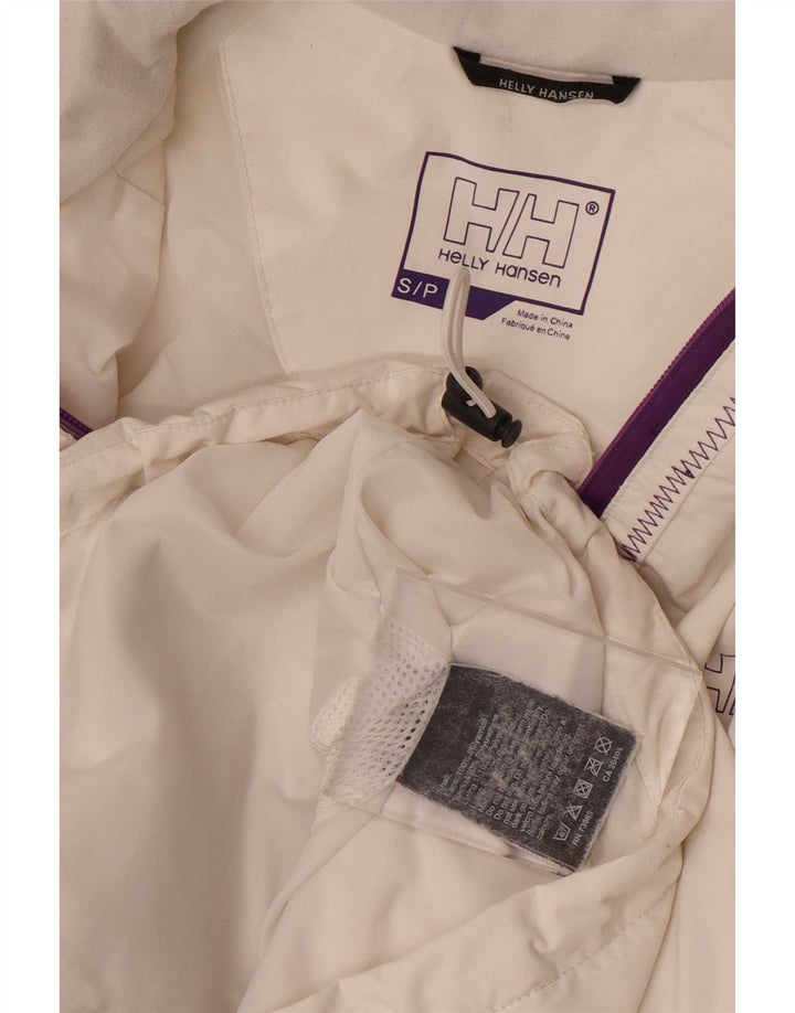 Helly Hansen Chaqueta impermeable con capucha gráfica para mujer UK 10 Small White Polyamide