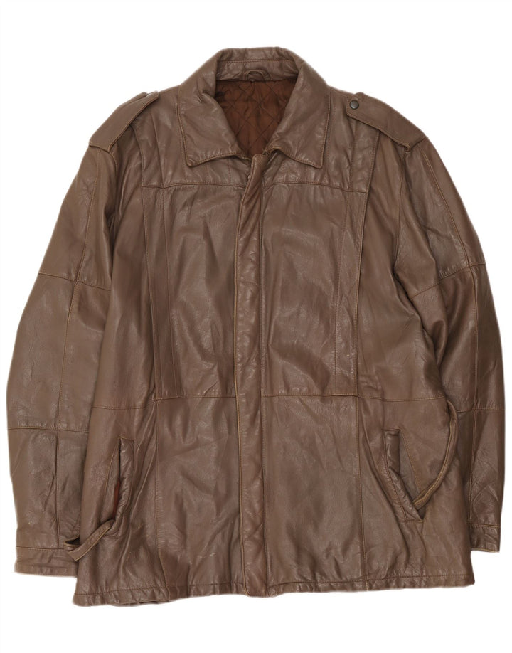Vintage hombres chaqueta de cuero militar Reino Unido 40 marrón grande