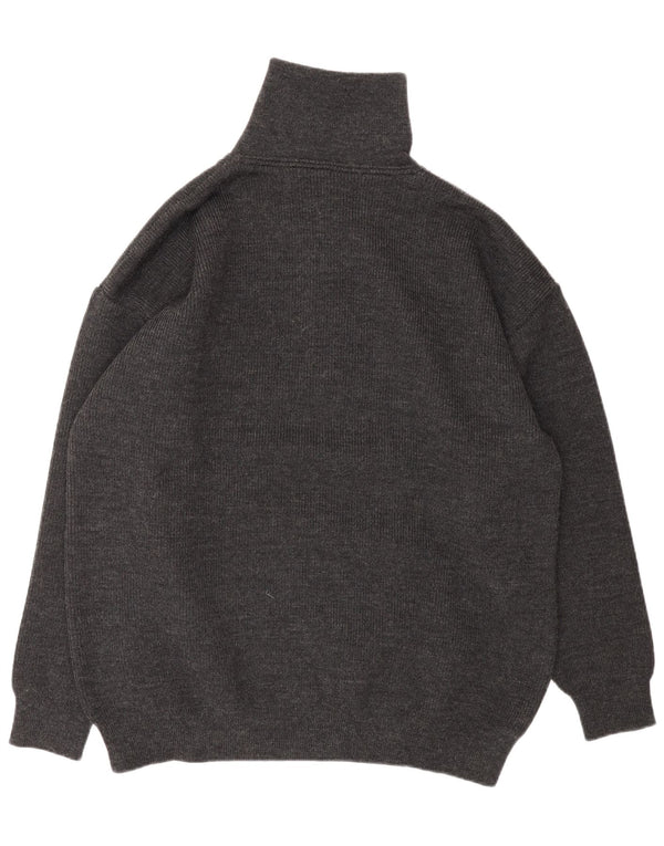 Saint James Mens Zip Neck Jumper Sweater UK 46 XL Grey New Wool Classic