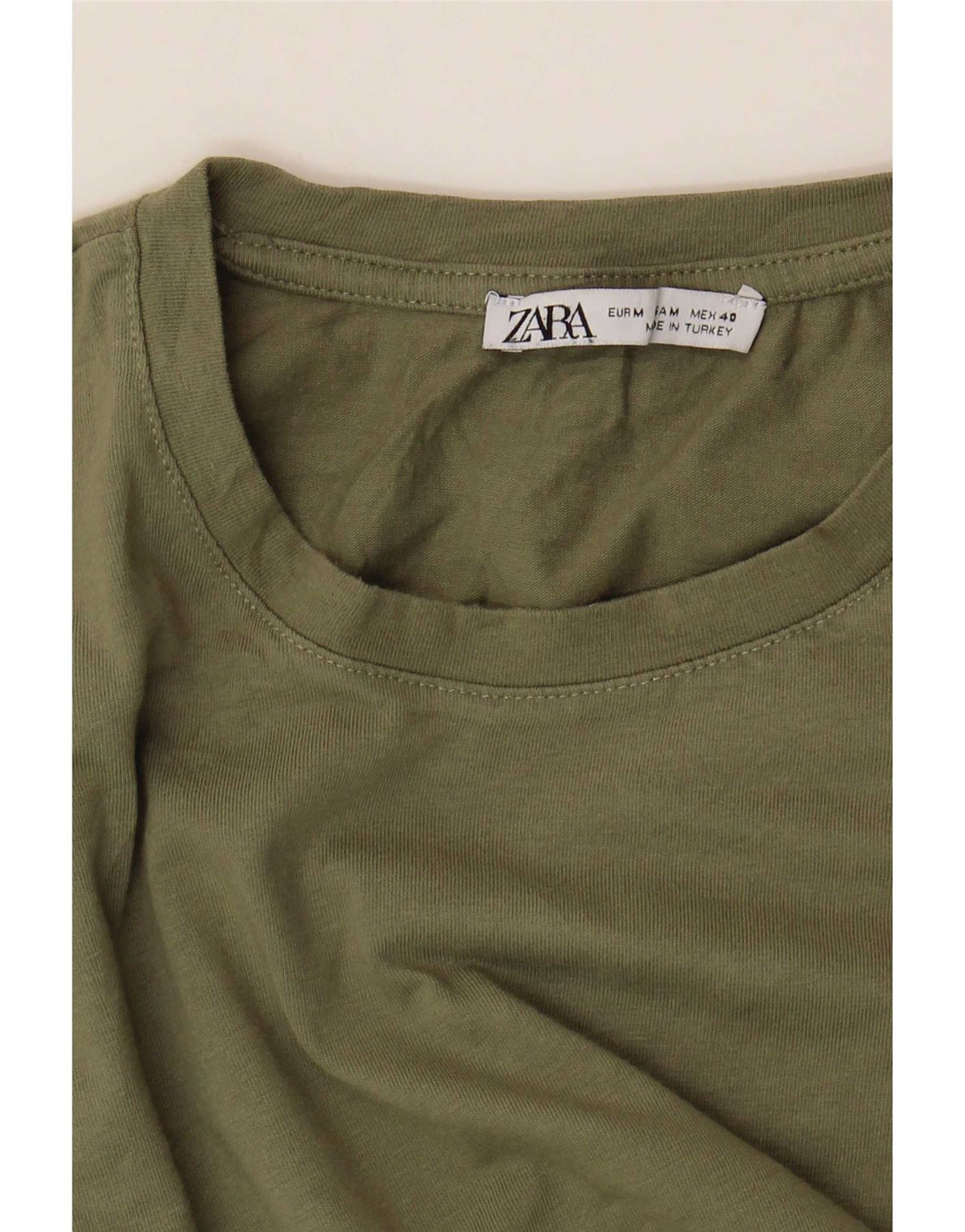 Zara Hombre Camiseta Top Medium Caqui