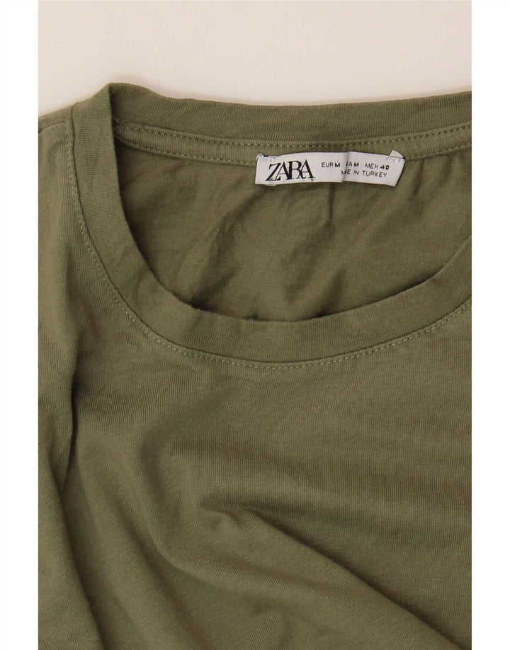 Zara Hombre Camiseta Top Medium Caqui