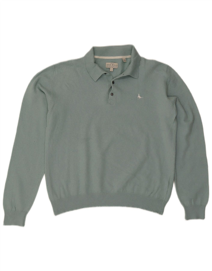 JACK WILLS Jersey con cuello tipo polo para hombre, talla grande, algodón azul