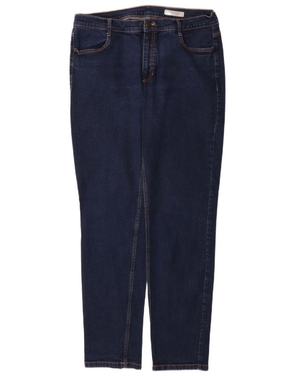 Marks & Spencer Vaqueros Rectos para Mujer UK 40 Grande W34 L32 Algodón Azul Marino