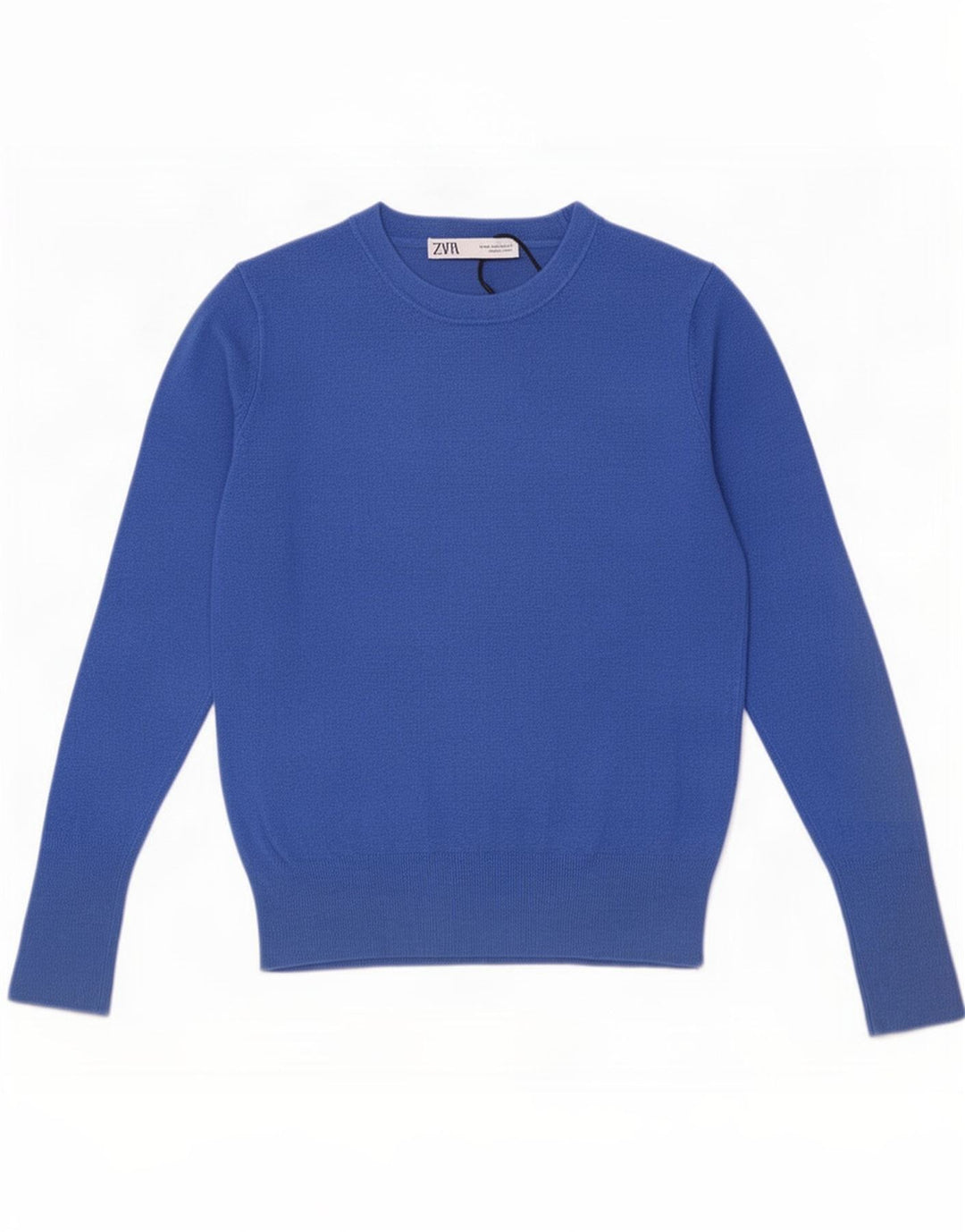 Zara - Jersey con cuello barco para mujer, talla 40, viscosa azul medio