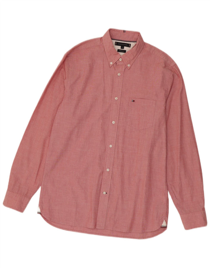 Tommy Hilfiger Camisa Regular Fit De Algodón Rosa Medio | Hombre