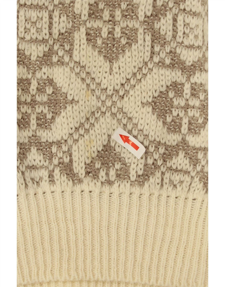 Ciao Hombre Jersey De Cuello Redondo Jersey XL Lana Geométrica Beige