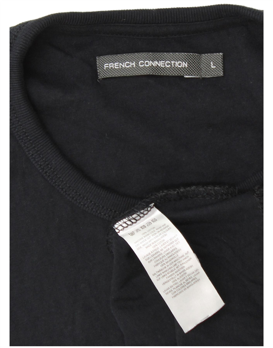 FRENCH CONNECTION Camiseta para mujer Top UK 46 Grande Algodón negro