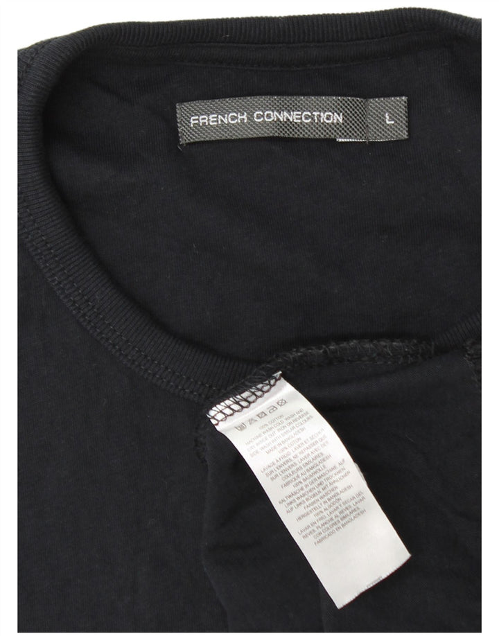 FRENCH CONNECTION Camiseta para mujer Top UK 46 Grande Algodón negro
