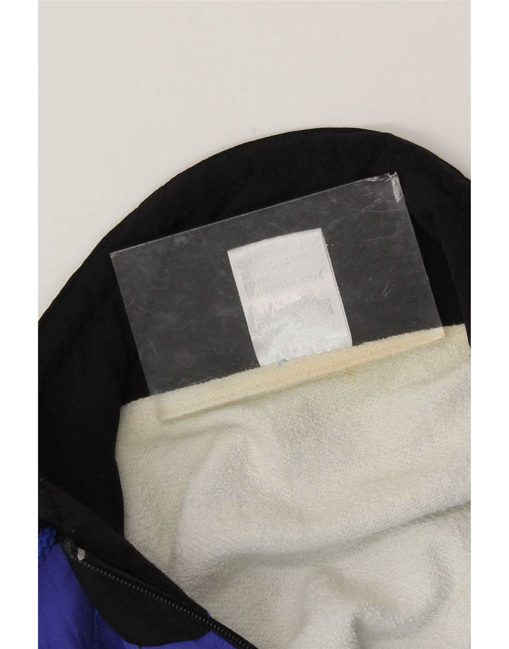 Vintage hombres gráfico chándal top chaqueta medio azul patchwork poliamida