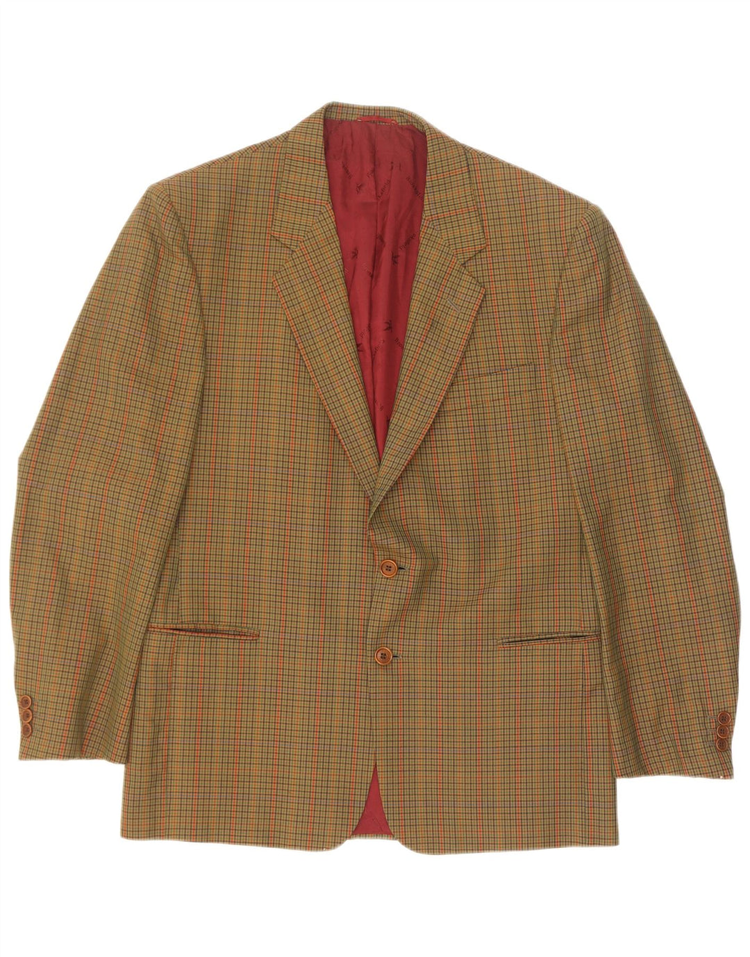 Brooksfield Chaqueta tipo blazer de 2 botones para hombre IT 52 XL Lana a cuadros verde