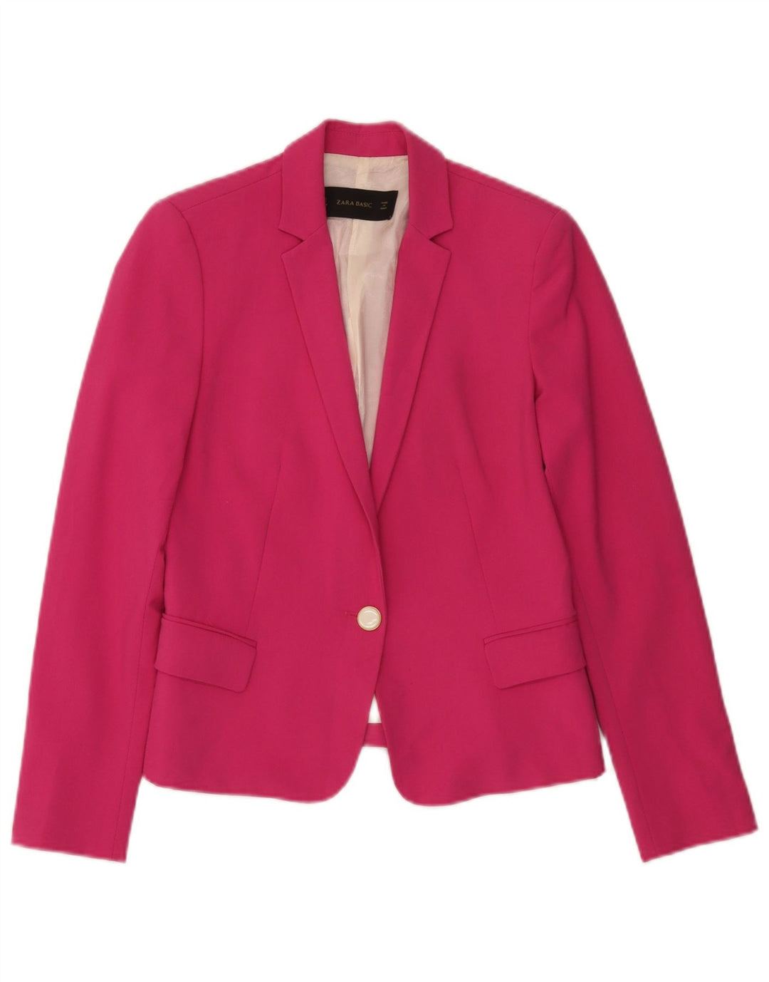 Zara Mujer Chaqueta Blazer De 1 Botón UK 10 Small Rosa Poliéster