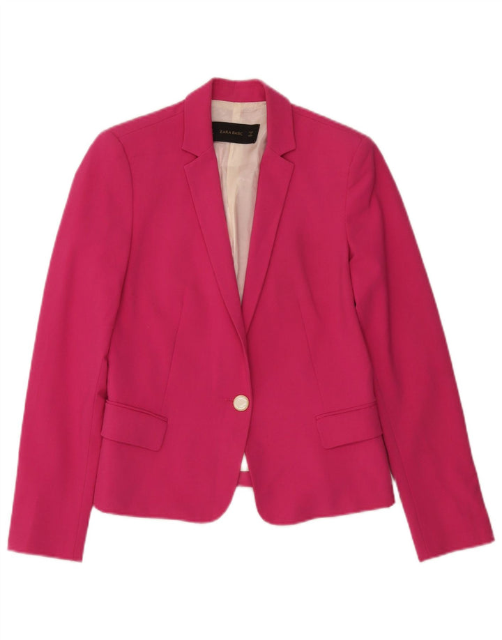 Zara Mujer Chaqueta Blazer De 1 Botón UK 10 Small Rosa Poliéster