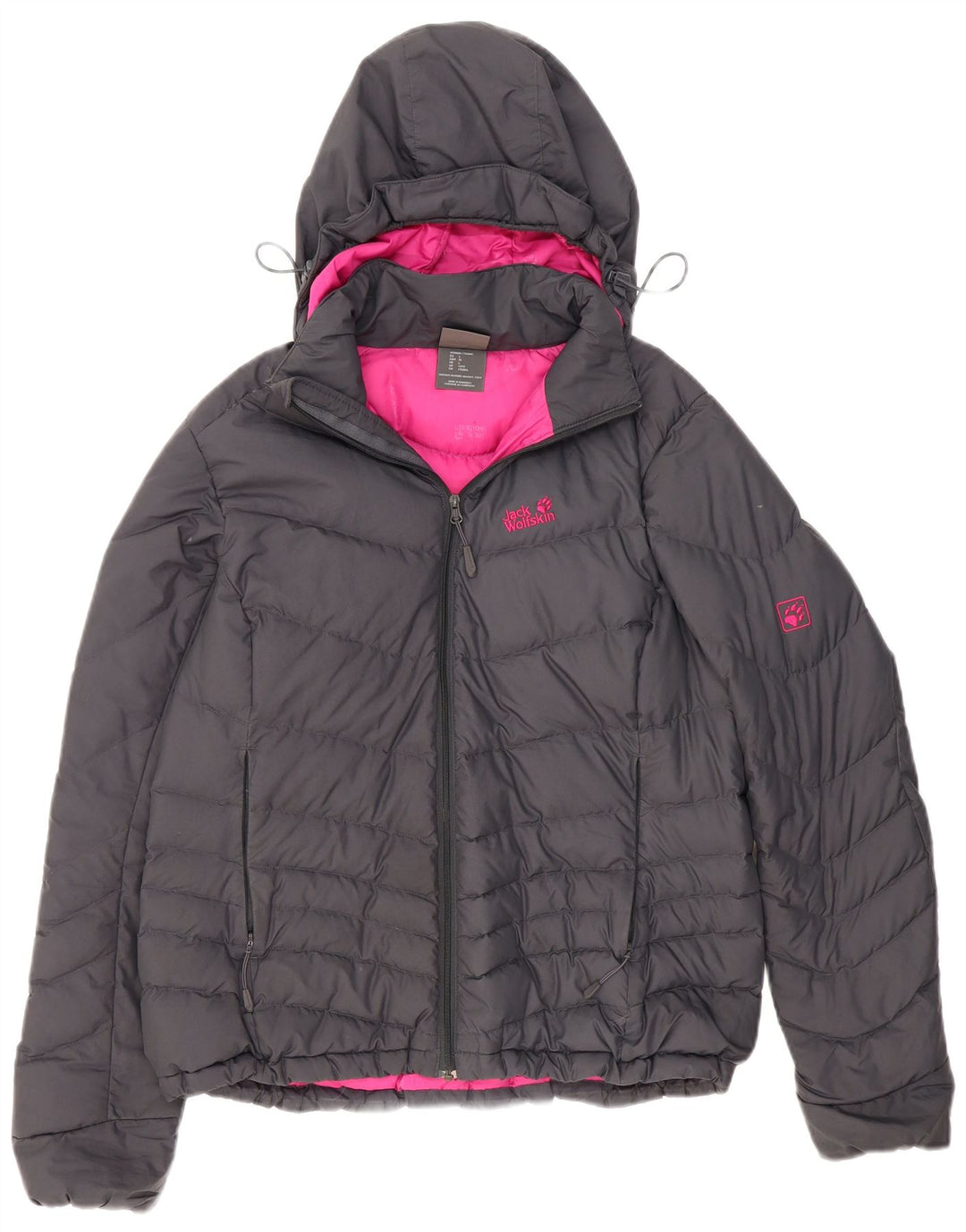 Jack Wolfskin Chaqueta acolchada con capucha estándar para mujer UK 46 Grande Gris