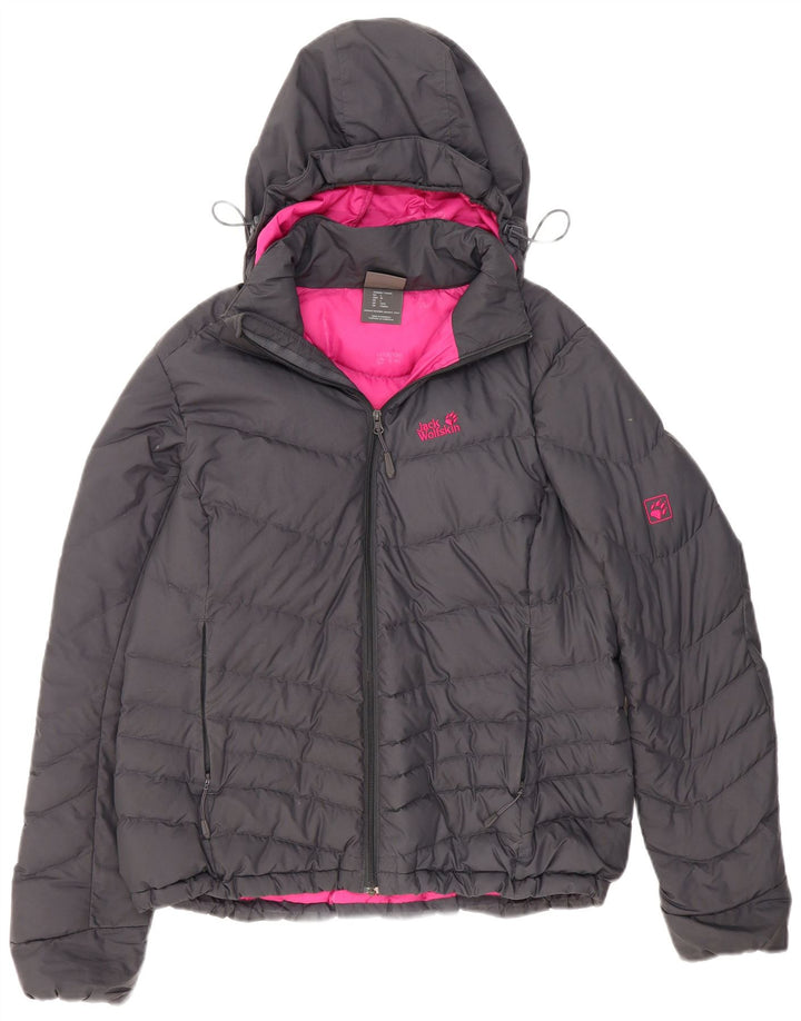 Jack Wolfskin Chaqueta acolchada con capucha estándar para mujer UK 46 Grande Gris