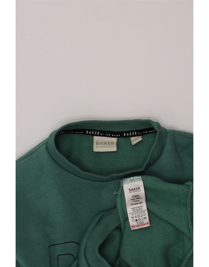 Ted Baker Sudadera con gráfico para niños, jersey, 2-3 años, algodón verde