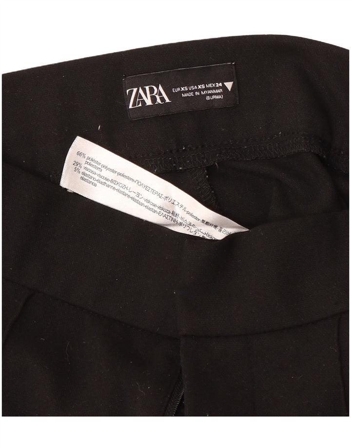 ZARA Mujer Pantalón Traje Bootcut XS W24 L27 Negro Poliéster