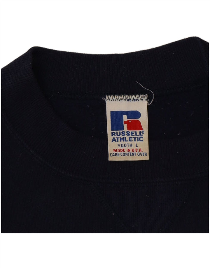 Russell Athletic - Sudadera para niño, talla grande, color azul marino, algodón, 13-14 años