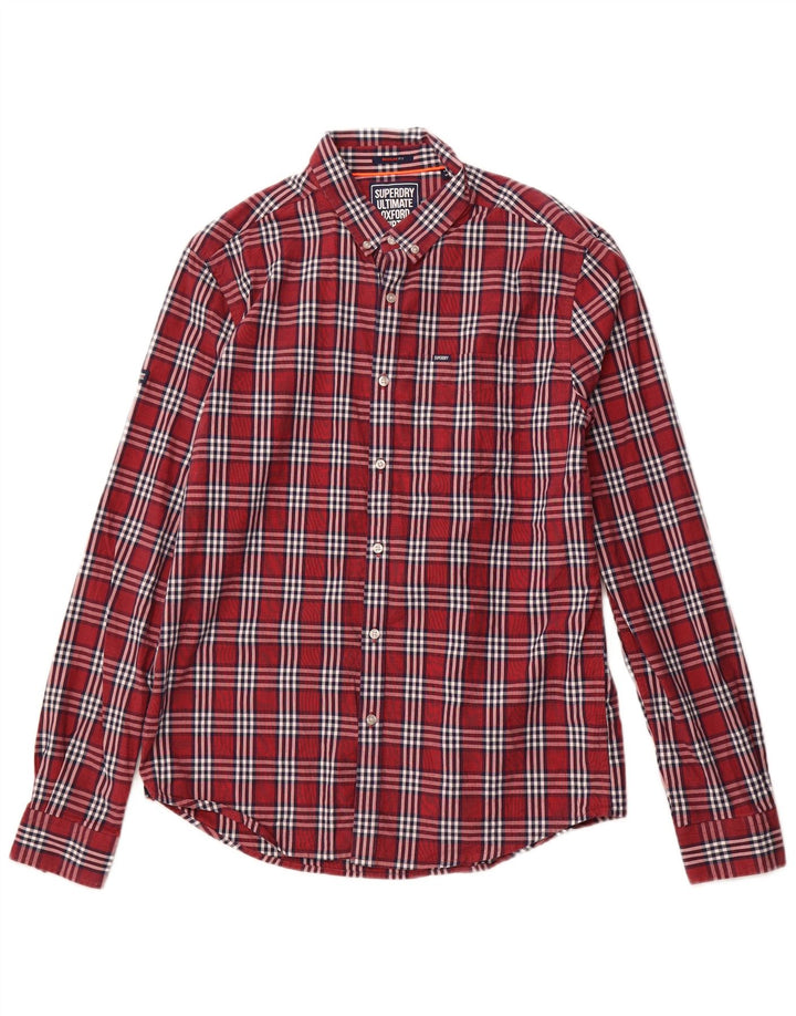 SUPERDRY Camisa Regular Fit De Algodón A Cuadros Burdeos Grande Para Hombre