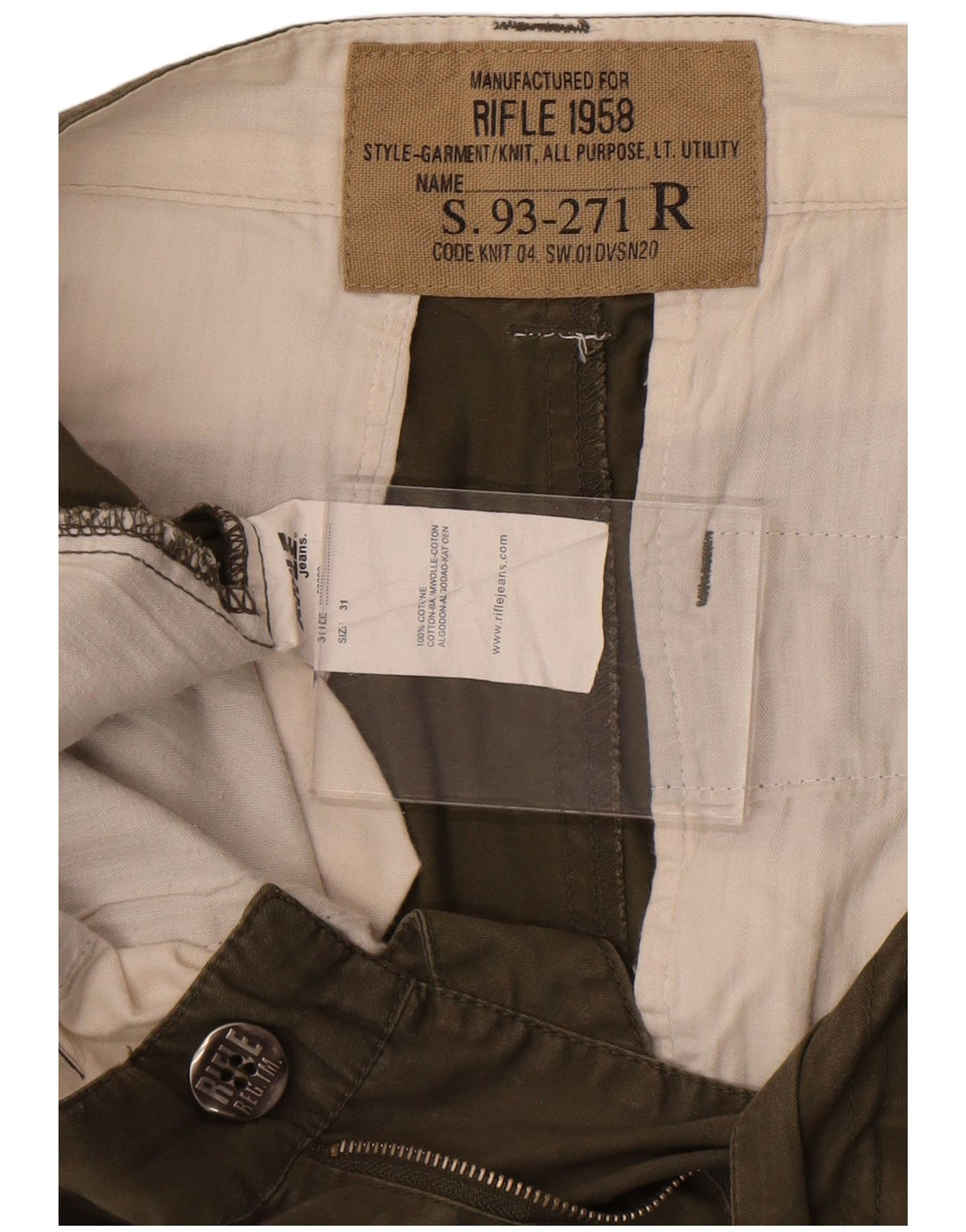 Pantalones cortos chinos Rifle para hombre W31 Algodón caqui medio