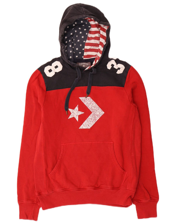 Converse Hombre Sudadera Con Capucha Gráfica Jersey Pequeño Rojo Colorblock Algodón